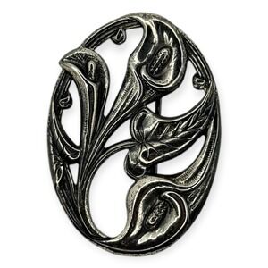 Danecraft‎ Brooch Pin Sterling Silver Calla Lily Floral Art Nouveau Vintage